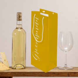 Golden Yellow Stylisierte Script Wedding Trauzeuge Geschenktüte Für Weinflaschen