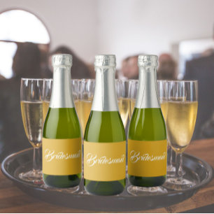 Golden Yellow Stylisierte SkriptWedding Bridesmaid Schaumweinetikett