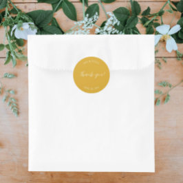 Golden Yellow Stylized Wedding Vielen Dank Runder Aufkleber
