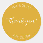 Golden Yellow Stylized Wedding Vielen Dank Runder Aufkleber (Vorderseite)