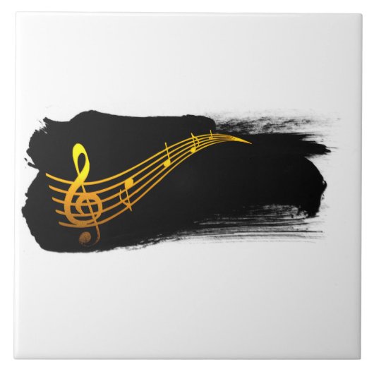 Golden-Yellow Treble Clef Music Design Fliese (Vorderseite)