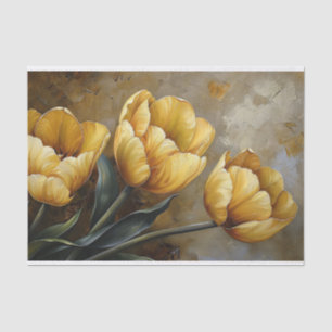 Golden Yellow Tulips Oil Painting Decoupage Seidenpapier