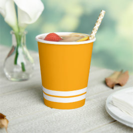 Golden Yellow Twin White Bottom Racing Streifen Pappbecher