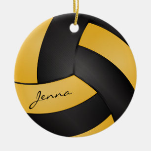 Golden Yellow und Black Personalisieren Volleyball Keramik Ornament