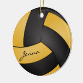 Golden Yellow und Black Personalize Volleyball 🏐 Keramik Ornament (Links)