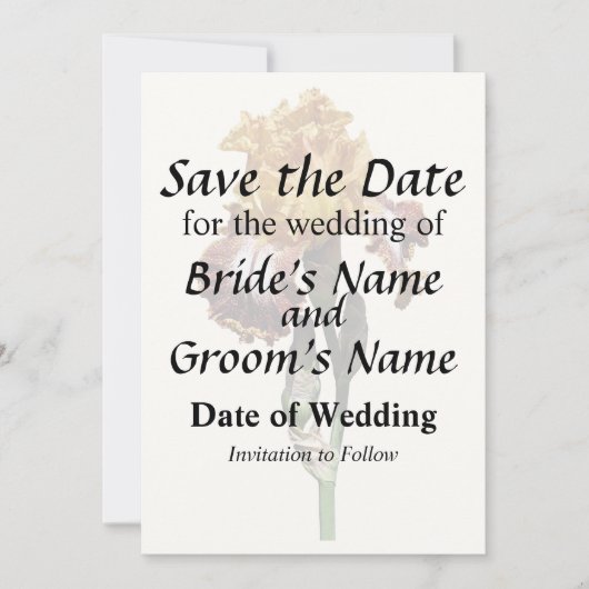 Golden Yellow und Bronze Iris Save The Date (Vorderseite)