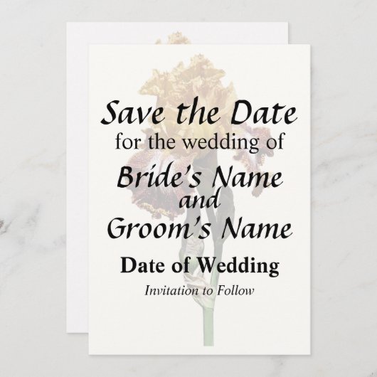 Golden Yellow und Bronze Iris Save The Date (Vorne/Hinten)