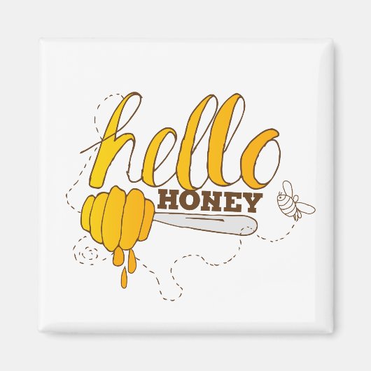 Golden Yellow und Brown Hello Honey Magnet (Vorne)