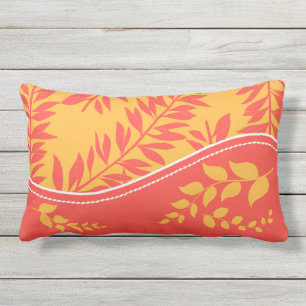 Golden Yellow und Coral Cabana Collection Monogram Lendenkissen