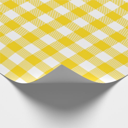 Golden Yellow und White Karo Kariert|Großes Muster Geschenkpapier (Ecke)