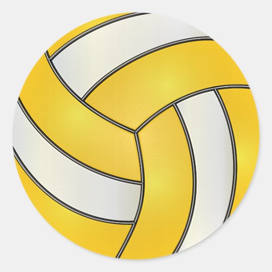 Golden Yellow und White Volleyball Runder Aufkleber (Vorderseite)