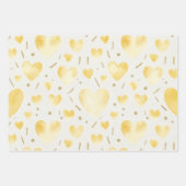 Golden Yellow Watercolor & Glitter Hearts Geschenkpapier Set (Vorderseite 3)