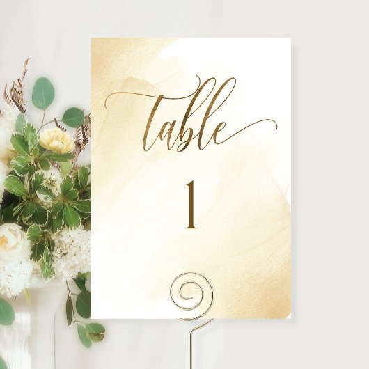 Golden Yellow Watercolor, Moderne Tischnummer