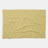 Golden Yellow Waves Art Deco Inspiriertes Muster Geschirrtuch (Horizontal)