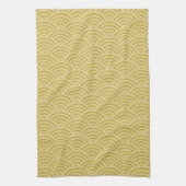 Golden Yellow Waves Art Deco Inspiriertes Muster Geschirrtuch (Vertikal)