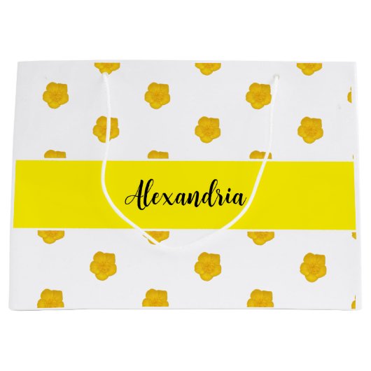 Golden Yellow Wildflower  Monogram Name Gift Bag Große Geschenktüte (Vorderseite)