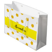 Golden Yellow Wildflower  Monogram Name Gift Bag Große Geschenktüte (Vorderseite Schrägansicht)