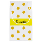 Golden Yellow Wildflower  Monogram Name Gift Bag Kleine Geschenktüte (Rückseite)