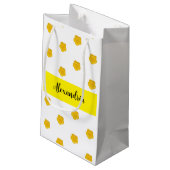Golden Yellow Wildflower  Monogram Name Gift Bag Kleine Geschenktüte (Rückseite Schrägansicht)