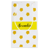 Golden Yellow Wildflower  Monogram Name Gift Bag Kleine Geschenktüte (Vorderseite)