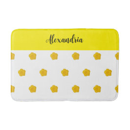 Golden Yellow Wildflower Photo Name Monogram  Badematte