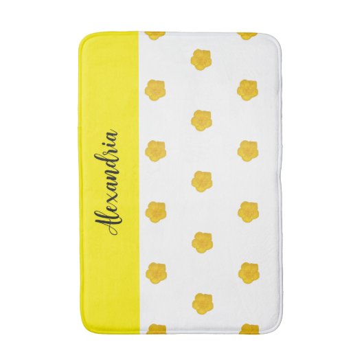 Golden Yellow Wildflower Photo Name Monogram Badematte (Vorderseite Vertikal)