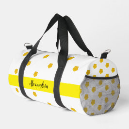 Golden Yellow Wildflower Photo Name Monogram Duffle Bag