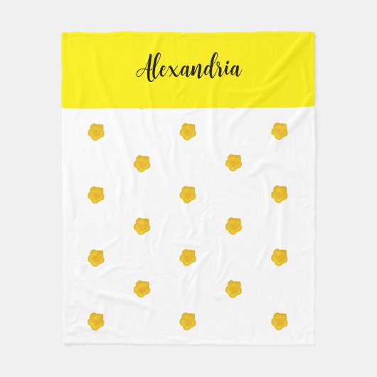 Golden Yellow Wildflower Photo Name Monogram Fleecedecke (Vorderseite)