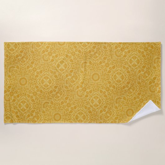 Golden Yellow William Morris Floral Beach Handtuch (Vorderseite)