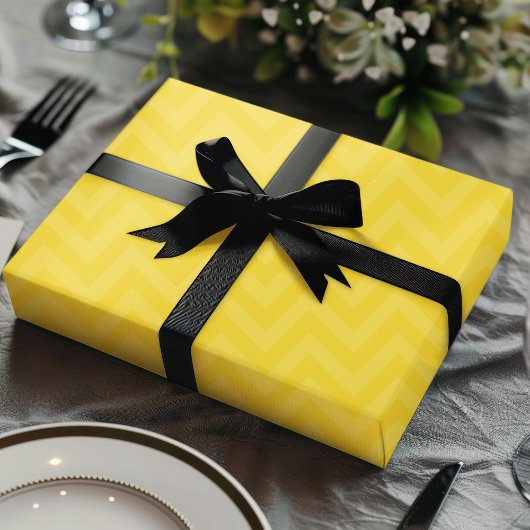 Golden Yellow Zigzag Zickzack Streifen Geschenkpapier