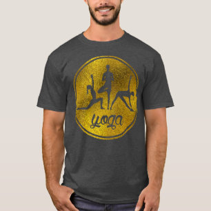 Golden Yoga Asanas Symbole auf Pastellbeige T-Shirt