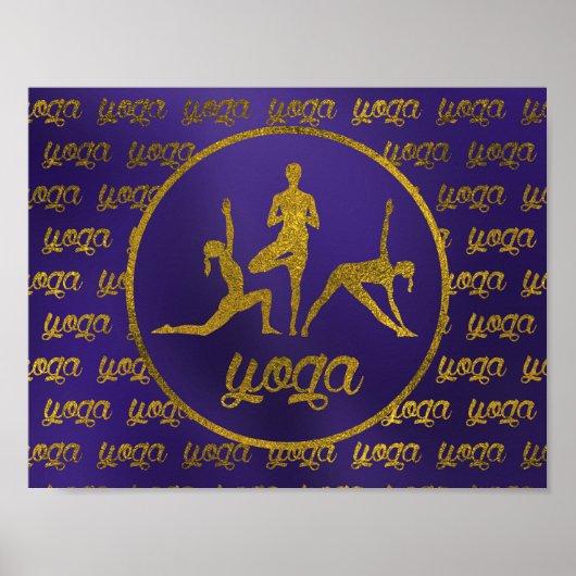 Golden Yoga Asanas Symbole Poster (Vorne)