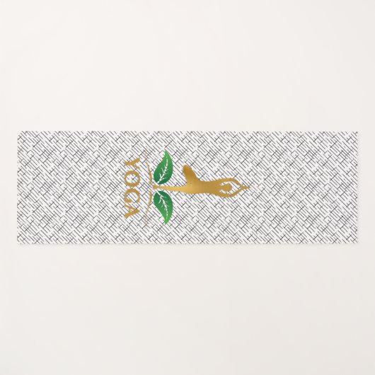 Golden YOGA Text and Silhouette on Black Pattern Yogamatte (Vorderseite (Horizontal))
