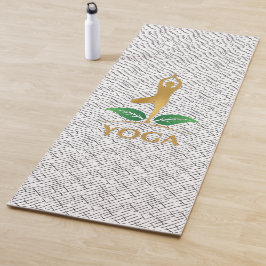Golden YOGA Text and Silhouette on Black Pattern Yogamatte
