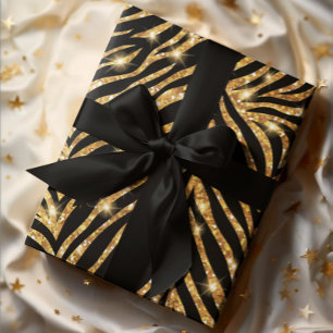 Golden Zebra Glittery Pattern Geschenkpapier