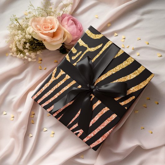 Golden Zebra Glittery Pattern Geschenkpapier