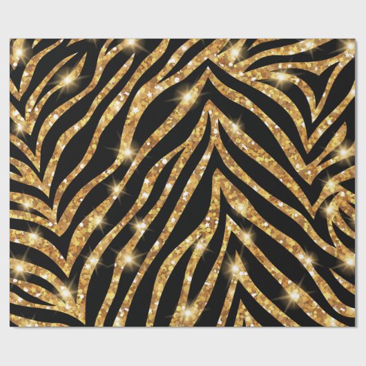 Golden Zebra Glittery Pattern Geschenkpapier (Flach)