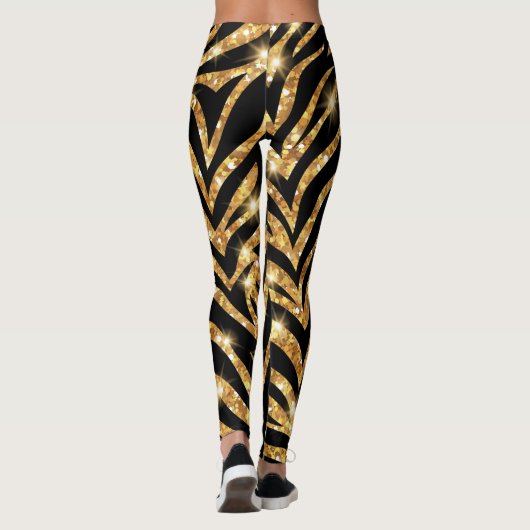 Golden Zebra Glittery Pattern Leggings (Rückseite)