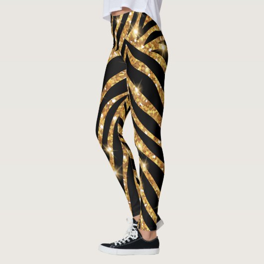 Golden Zebra Glittery Pattern Leggings (Links)