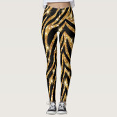 Golden Zebra Glittery Pattern Leggings (Vorderseite)