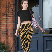 Golden Zebra Glittery Pattern Leggings