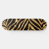 Golden Zebra Glittery Pattern Skateboard (Horizontal)