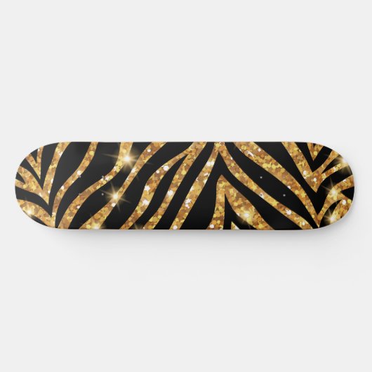 Golden Zebra Glittery Pattern Skateboard (Horizontal)