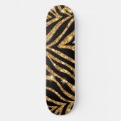 Golden Zebra Glittery Pattern Skateboard (Vorderseite)