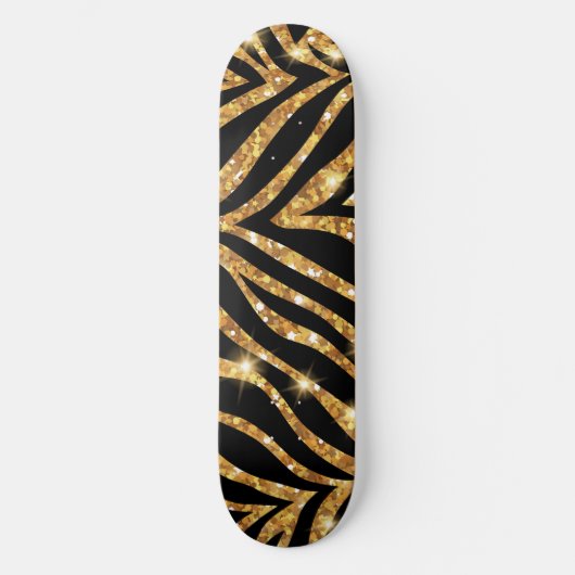 Golden Zebra Glittery Pattern Skateboard (Vorderseite)