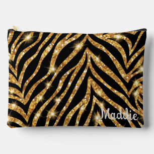 Golden Zebra Glittery Pattern Zubehörtasche