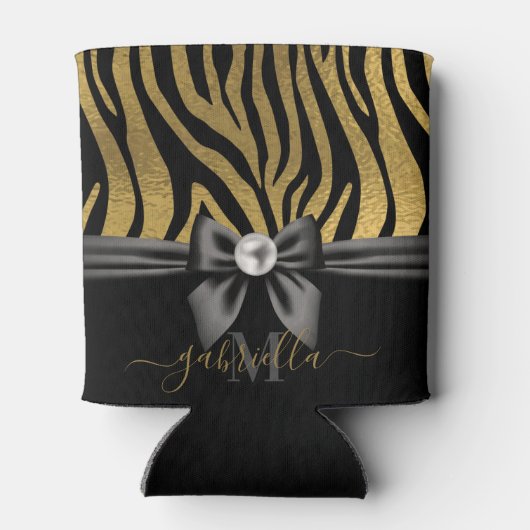 Golden Zebra Print and Bow Dosenkühler (Rückseite)