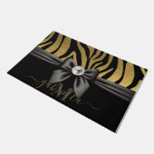 Golden Zebra Print and Bow Fußmatte (Schrägansicht)