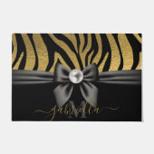 Golden Zebra Print and Bow Fußmatte (Vorderseite)