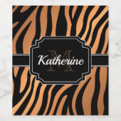 Golden Zebra Print Weinetikett (Einzelnes Label)